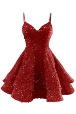 Fukbdz Red Homecoming Dress Short Tiered Sparkly Sequin HOCO Sexy Spaghetti Straps Mini Formal Cocktail Party Graduation Concert Gowns US6