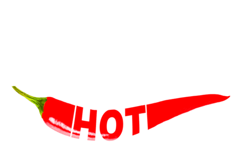 caliente, creativo texto caliente escrito en pimiento picante rojo, fondo transparente. png