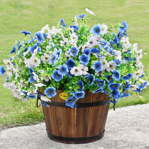 LADADA 12 Bundles Artificial Faux Plants Flowers Outdoor Spring Summer Decorationfor Garden，Silk Daisy UV Resistant，Outdoo...