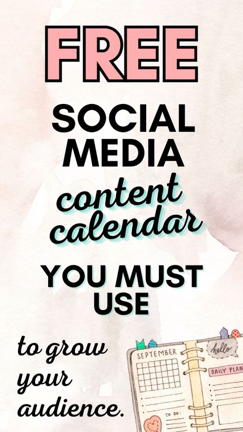 a poster with the words free social media content calendar you must use to grow your audience