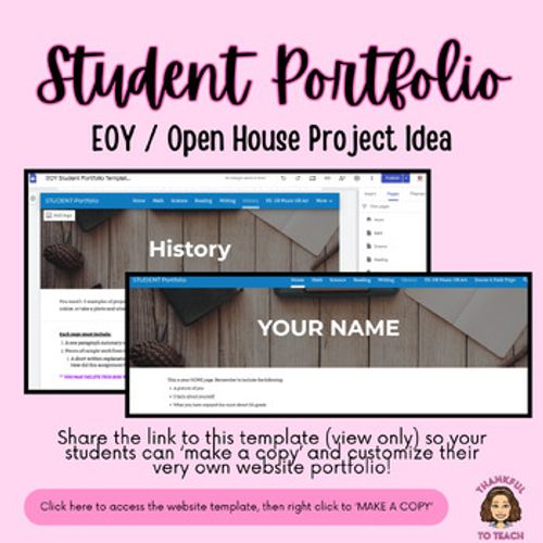 Preview of Student Portfolio (Google Sites Template)