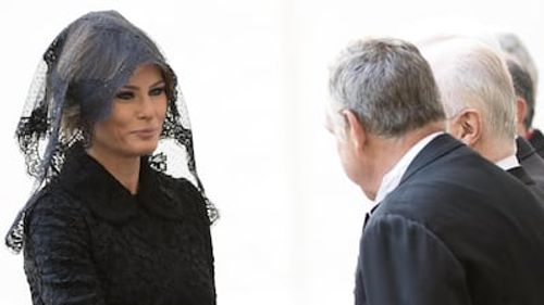 Melania Trump, in Dolce & Gabbana, arrives at Saint Damaso's Court for a private audience with Pope Francis in Vatican City on May 24, 2017. EPA