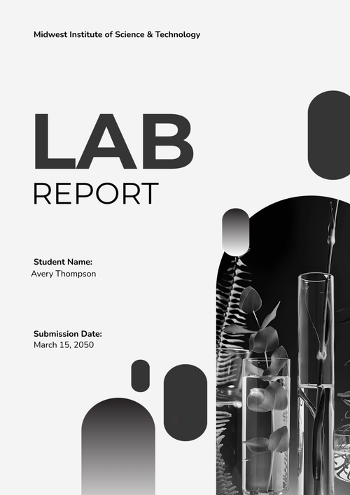 Free Black and White Lab Report Cover Page Template to Edit Online