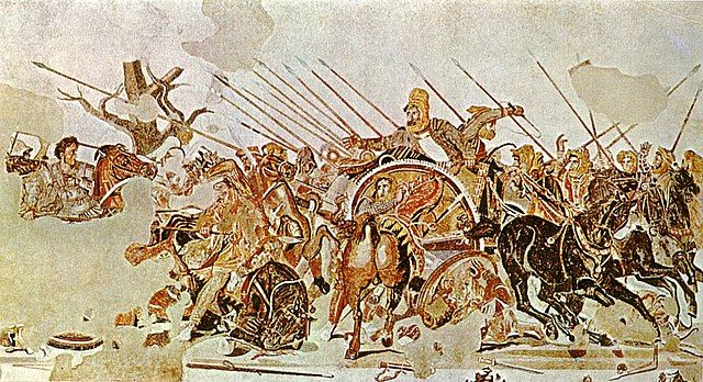 Alexander the Great fighting the Persian army at Gaugamela