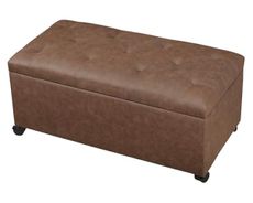 Joveco Storage Ottoman Bench 35" Faux-Leather Rectangular Tufted Ottomans Storage Room Organizer with Wheels(Matte Chocolate)