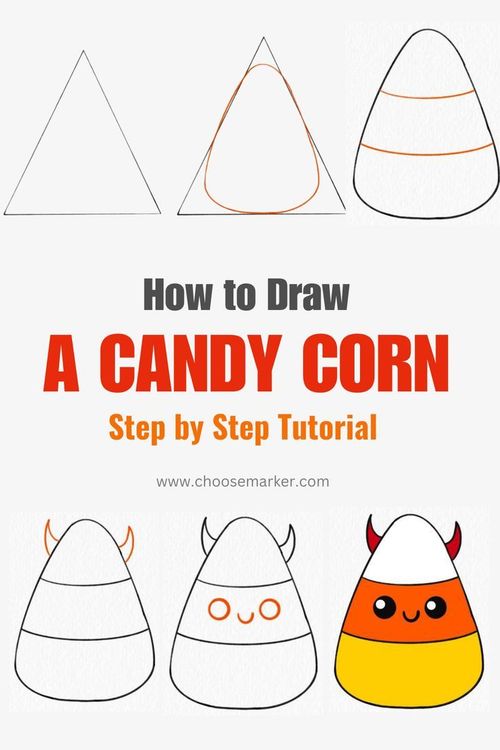 how to draw a candy corn step by step with instructions for kids and adults alike