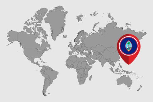 Pin map with Guam flag on world map. Vector illustration. Pin map with Guam flag on world map. Vector illustration. guam-on-world-map stock illustrations