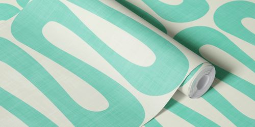 Mint green abstract wave pattern wallpaper