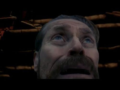 me looking at the imax® screen while im walking to my seat (willem dafoe looking up meme)