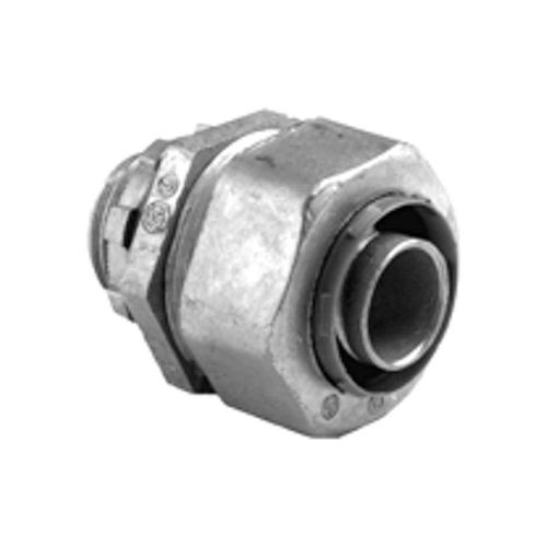 Straight Liquid Tight Conduit Connector, 2-1/2 in Trade, Malleable Iron, Electro-Plated Zinc