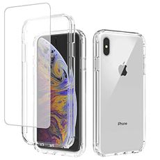 Zoeirc Case for iPhone Xs Max Case with Tempered Glass Screen Protector, Soft 360 Full Body Shockproof Hybrid Bumper Crystal Clear Case Cover for iPhone Xs Max 6.5" (Clear)