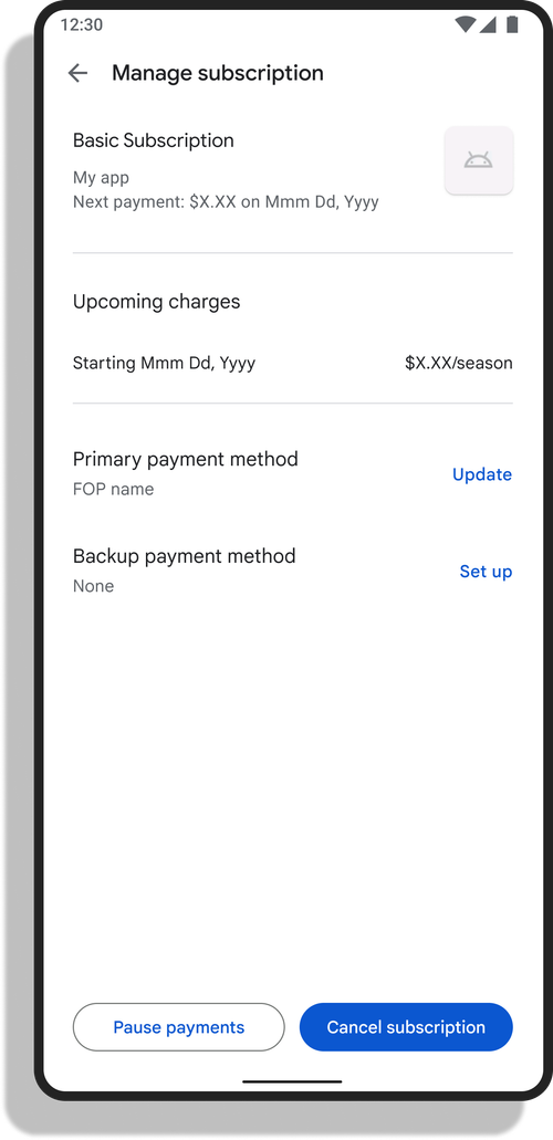 Tap on a subscription to see additional details.