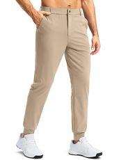 G Gradual Men's Stretch Golf Joggers with 3 Pockets Slim Fit Sweatpants Work Dress Casual Pants for Men with Belt Loops(Light Khaki,M)