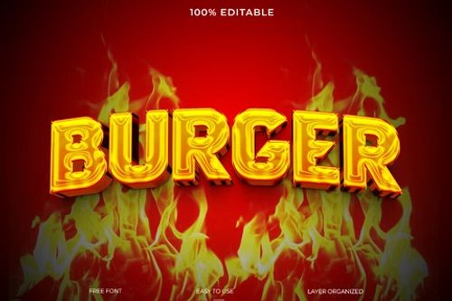 PSD Burger Fire Font Style Text Effect