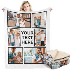 Custom Sherpa Photo Blanket - Soft Thick Warm Fluffy Throw for Couch Bed, Customized Tapestry Family Winter Gifts for Couples Mom Dad Kids, Color11