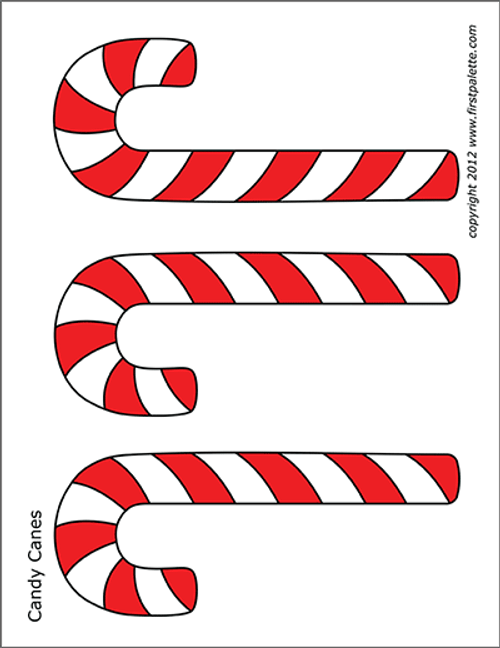 Printable Medium-sized Colored Candy Canes