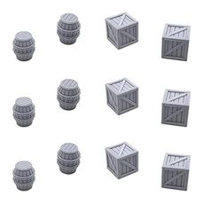Crates and Barrels, 3D Printed Tabletop RPG Scenery and Wargame Terrain for 32mm Miniatures