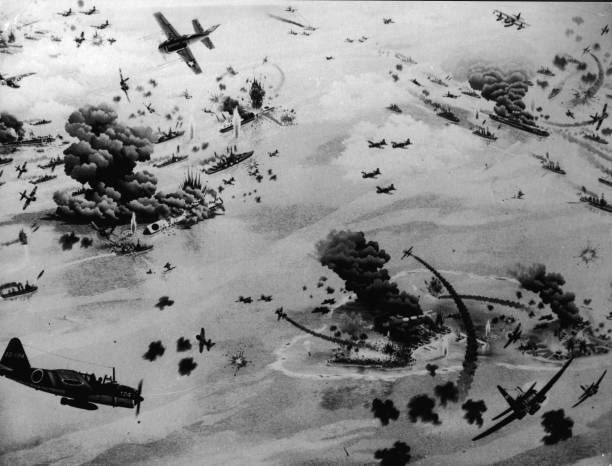 American and Japanese aircraft carriers during the Battle of Midway
