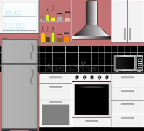 Modern kitchen display for your design. Modern kitchen drawing vectors
