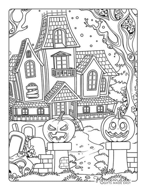 Haunted House Coloring Pages Realistic Spooky Haunted House Drawing