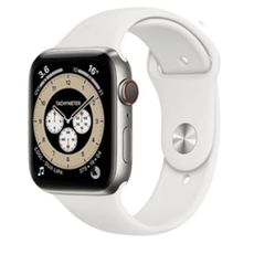 Apple Watch Series 6 (GPS + Cellular, 44mm) - Titanium Case with White Sport Band (Renewed)
