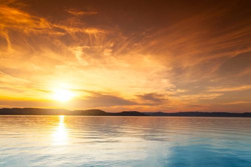 Sunset over lake
