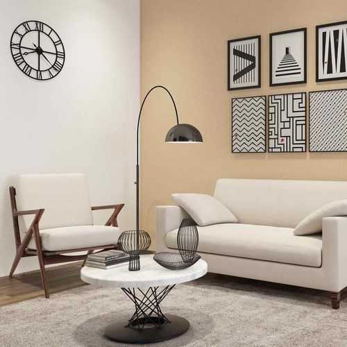 Simple style living room interior design with a unique and colourful designed coffee table.