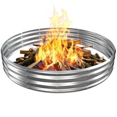 VAMFUTRE Large Metal Fire Pit Ring/Bonfire Fire Ring- 6 FT Diameter, 0.7 MM Thick,1 ft High, Durable and Stylish for Outdoor Fire Pits,Patios and Camping (Silver, 6X6X1 ft)