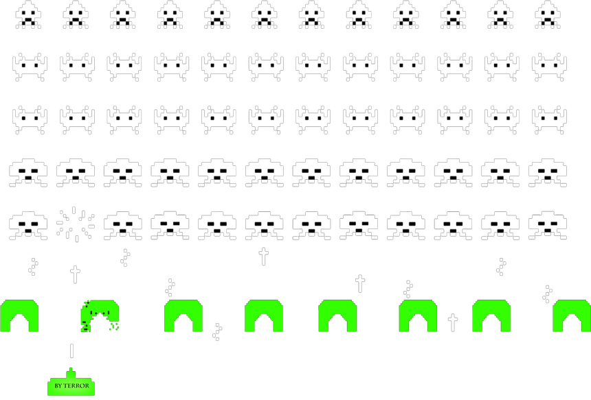 retro video game, pixel art, arcade classic, space invaders, Space Invaders PNG