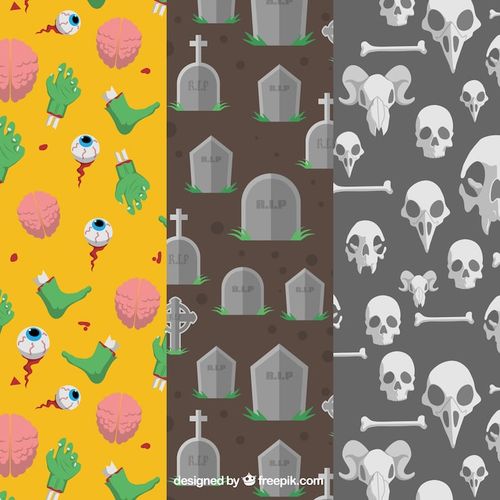 Free Vector collection of halloween patterns in flat style