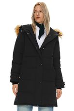 Orolay Women's Thickened Down Coat with Adjustable Hood Warm Winter Jacket Black