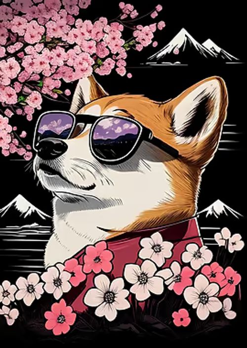 Dog cherry blossom meme Metal Poster from Art collection
