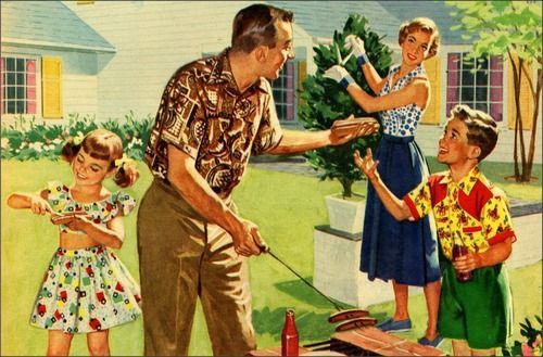 Family Cookout, 1950s Nuclear Family, Family Values, Vintage Life, Retro Futurism, American Dream, The Good Old Days, Family Life, Vintage Advertisements, Vintage Ads