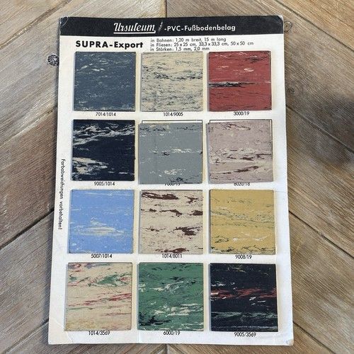 Vintage Card Ursuleum PVC Linoleum Tile Salesman, Store Samples MCM Color Design