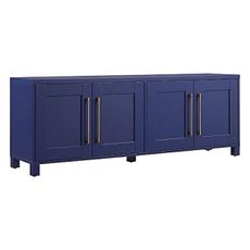 Henn&Hart TV Stand for TVs up to 75" with 2 Concealed Storage Cabinets with an Adjustable Shelf for Living Room, Family Room, or Office, Dark Blue