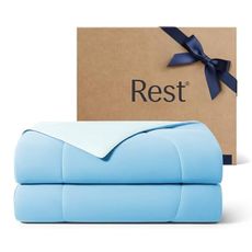 REST® Evercool® Cooling Comforter, Twin/Twin XL, Blanket for Hot Sleepers, All Season Bedding to Keep Cool for Night Sweats, Breathable Lightweight Blanket, 68"x90" Inches, Aqua Blue