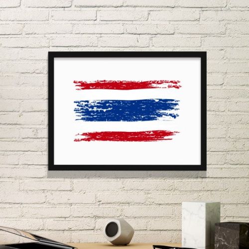 Kingdom of Thailand Thai Traditional Customs Watercolor Drawing Thailand Flag Art Illustration Simple Picture Frame Art Prints of Paintings Home Wall Decal