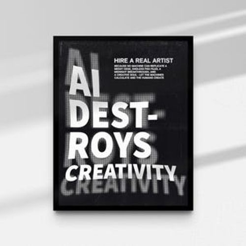 Anti Ai Art, Anti AI Poster, Stop Ai Art, Hire Artists Print, Wall Art, Anti Ai Statement, Stop Ai Wall Sign, Artistic Protest Poster