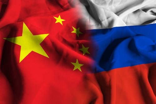 flags of the people's republic of china and the russian federation - china stock pictures, royalty-free photos & images