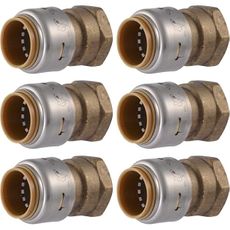 SharkBite Max Female Adapter, 3/4 in Push-to-Connect x 3/4 in FNPT, Pack of 6, Brass Plumbing Fitting, UR088