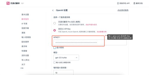 沉浸式翻译-翻译服务配置