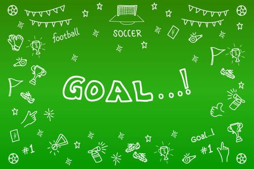 sports soccer doodle on a green background vector template soccer doodles background stock illustrations