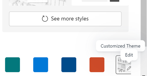 screenshot of pointing to the themes section underneath the styles category