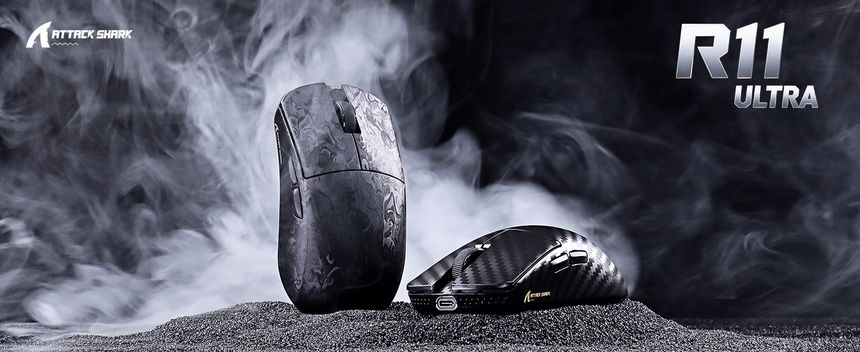 ATTACK SHARK R11 Ultra 8K Carbon Fiber Wireless Gaming Mouse with 42000 DPI-PAW3950 MAX Sensor