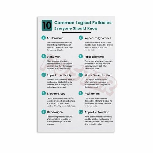 10 Common Logical Fallacies Poster Common Logical Fallacy Posters (3) Canvas Painting Wall Art Poster for Bedroom Living R...