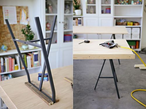 diy (Ikea lerberg trestle leg tables} - Ashley Ann Campbell | Diy dining table, Ikea diy, Ikea table