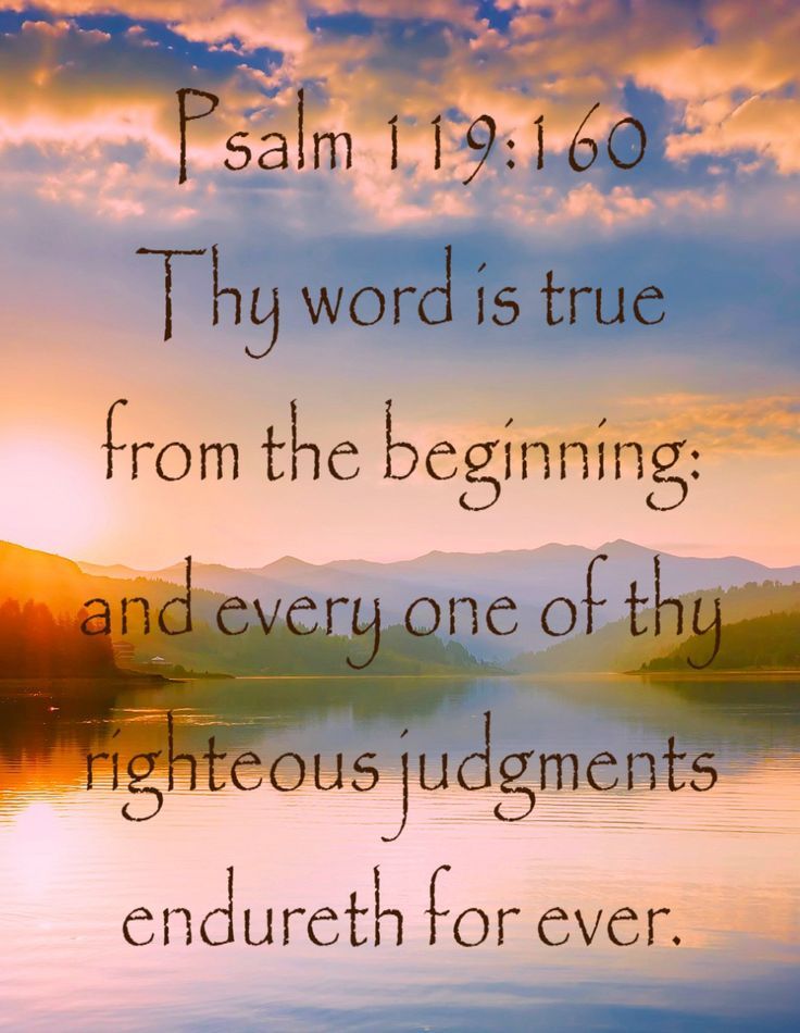 Psalm 119:160 (KJV) Thy word is true from the beginning: and every one of thy righteous ...