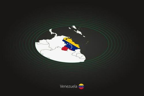 Venezuela map in dark color, oval map with neighboring countries. vector