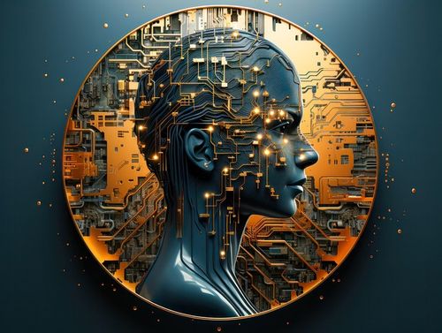 Ai产生的, 电路, 头, 人工智能, 深度学习, 智能助手, 机器学习, 革新