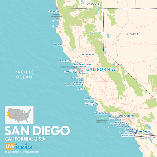 Map of San Diego, CA, Find Best Beaches in California, U.S. - LiveBeaches.com